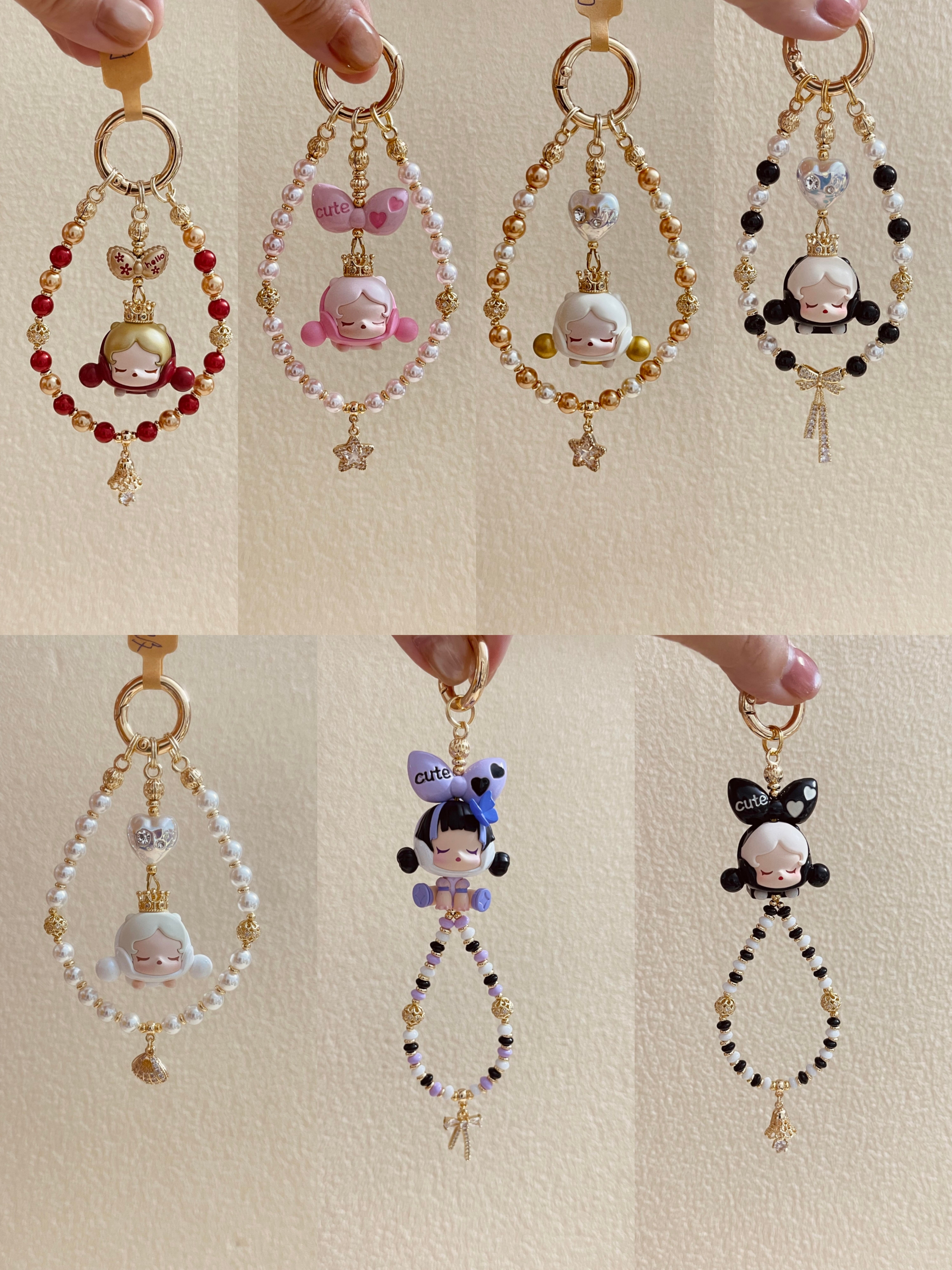 泡泡玛特泡泡玛特skullpanda萌粒手机链原创串珠改造款