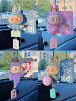泡泡玛特labubu慵懒瑜伽系列车载挂件