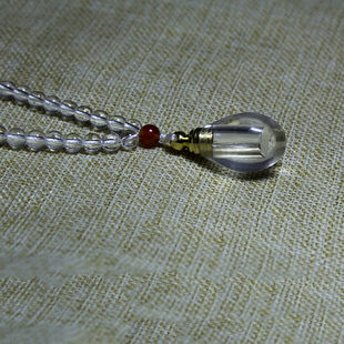 天然白水晶舍利子水滴吊坠空心嘎乌盒楞严咒朱砂项链挂件可打开