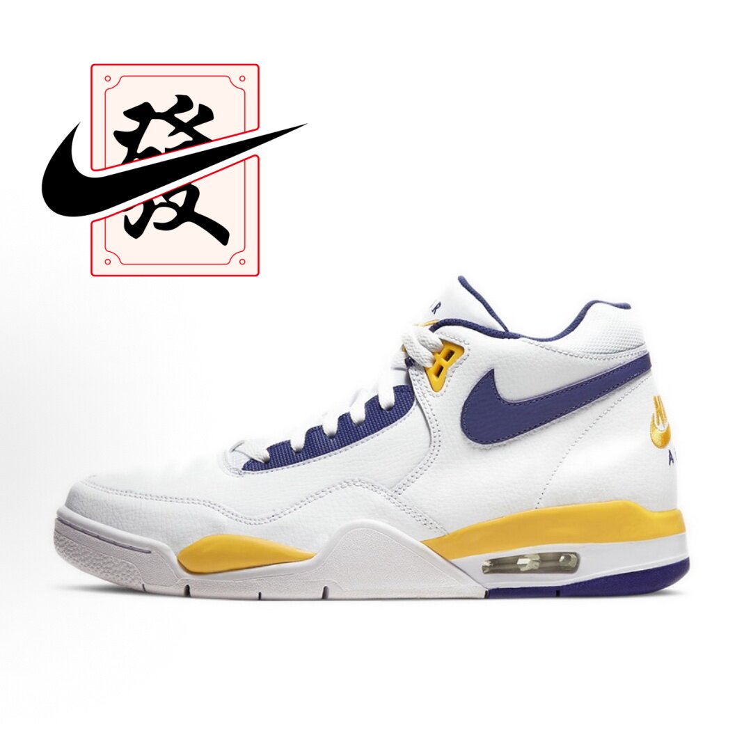 Nike Flight Legacy 皮革 经典篮球鞋 男款 白蓝黄BQ4212-102