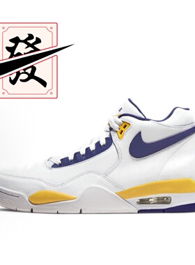 Nike Flight Legacy 皮革 经典篮球鞋 男款 白蓝黄BQ4212-102