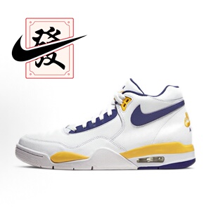Nike Flight Legacy 皮革 经典篮球鞋 男款 白蓝黄BQ4212-102