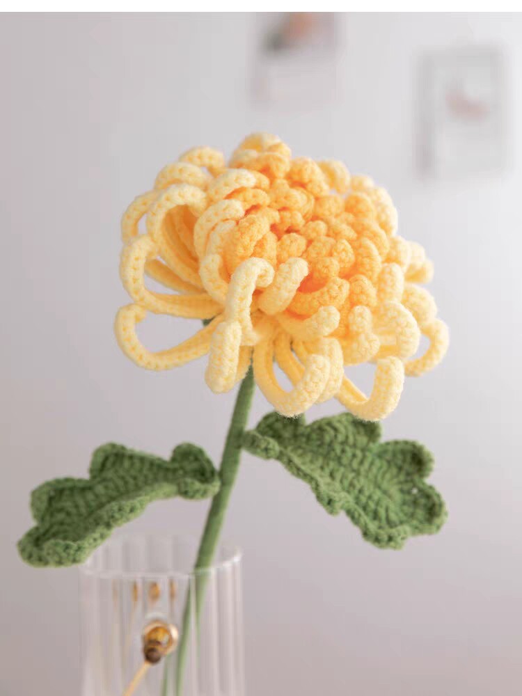 手工diy毛线钩织菊花成品手钩花情人节礼物送闺蜜装饰摆件