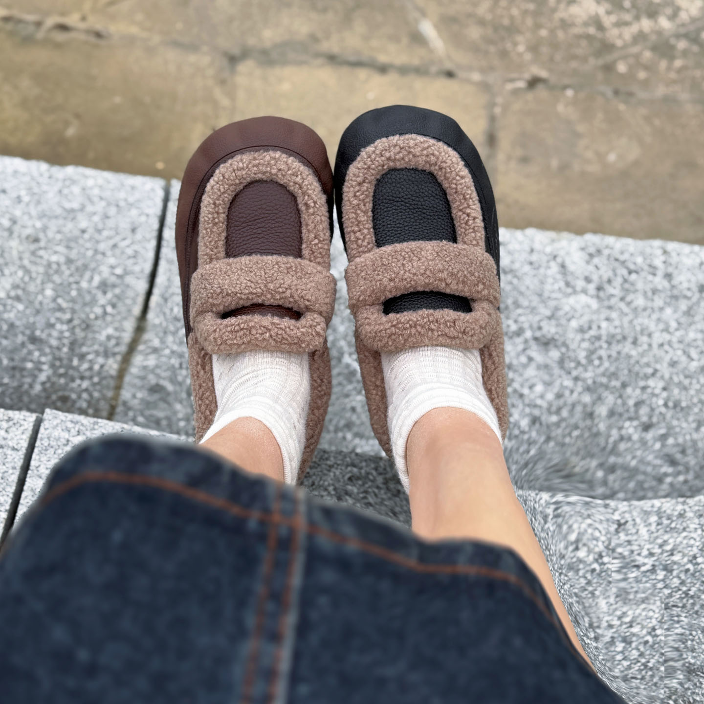 原创手工头层牛皮休闲复古毛毛鞋