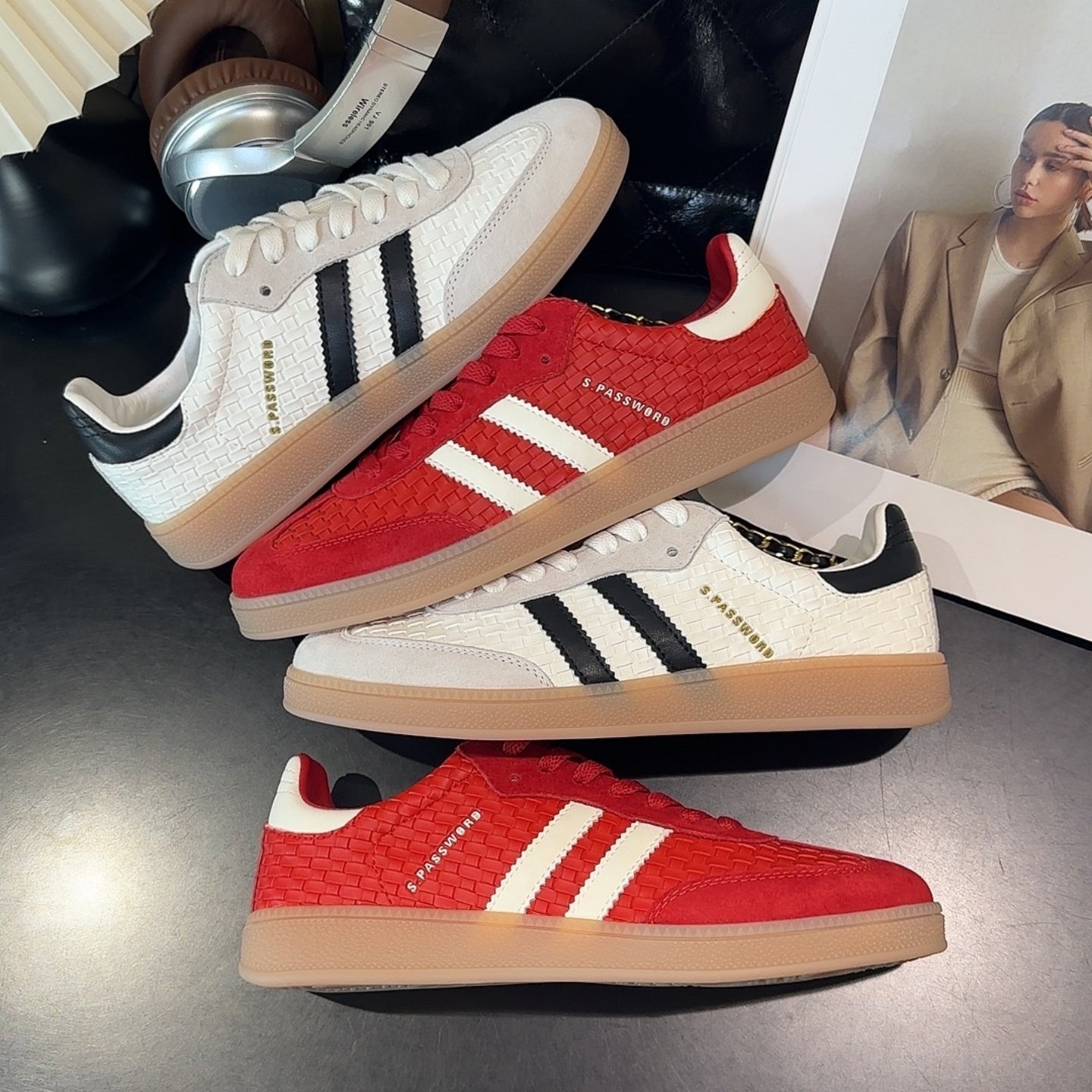 真皮红色编织德训鞋女软底平底舒适百搭2026新款运动休闲板鞋女鞋,女鞋,德训鞋,淘宝优惠券,粉丝福利购,淘宝优惠卷