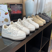 5cm厚底真皮小白鞋 增高板鞋 女百搭2026新款 复古擦色运动休闲女鞋