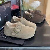 真皮全包毛绒勃肯棉鞋 2025新款 勃肯鞋 5cm内增高加绒加厚毛毛冬季