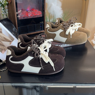 女鞋 复古美拉德风休闲鞋 2025新款 内增高巨好看经典 冬季 加绒德训鞋