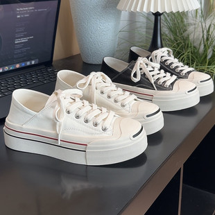 头层牛皮两穿轻便小白鞋女款2026新款经典百搭韩系白色厚底板鞋子