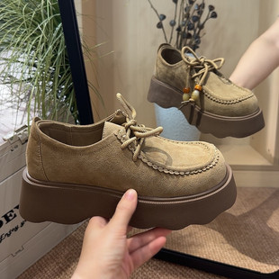 女 英伦风厚底增高勃肯鞋 女2025秋冬新款 一脚蹬乐福鞋 真皮百搭单鞋