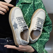 牛皮板鞋 可卡依真皮星星小白鞋 冬季 加绒小脏鞋 2025新款 韩国脏脏鞋