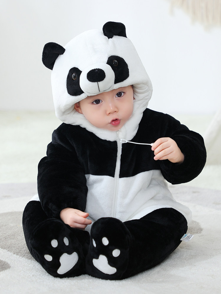 BABY ONE-PIECE WINTER CLOTHES BABY KICK-PROOF FLANNEL HOME WEAR TIGER PAJAMAS AUTUMN AND WINTER THICKENED OUTING HUGGING CLOTHES