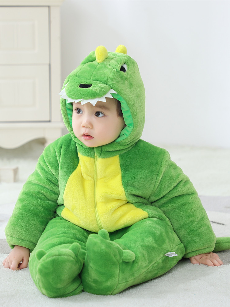 BABY ONE-PIECE WINTER CLOTHES BABY KICK-PROOF FLANNEL HOME WEAR TIGER PAJAMAS AUTUMN AND WINTER THICKENED OUTING HUGGING CLOTHES