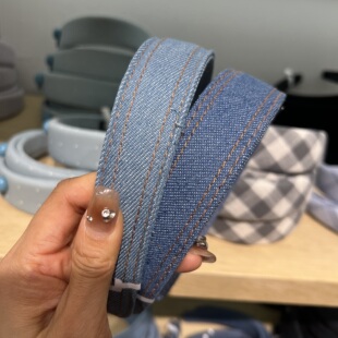 复古牛仔蓝发箍女2026新款头箍日常外戴宽边洗脸发卡简约发饰头饰