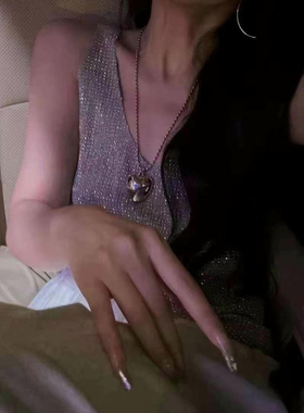 韩国简约ins银色气质百搭立体爱心长款项链时髦高级轻奢网红项链