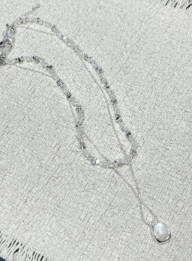 法式简约双层叠戴碎银贝壳吊坠项链冷淡风轻奢小众气质百搭锁骨链