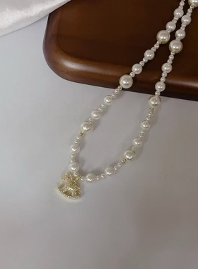 2026新款本命年带钻小马吊坠珍珠串珠项链女精致高级气质锁骨链潮