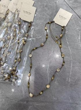 法式复古简约天然贝壳项链潮小众设计高级轻奢气质百搭长款毛衣链