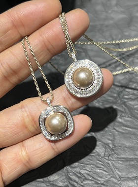 2026新款精致锆石香槟色珍珠项链通勤简约轻奢高级感个性锁骨链潮