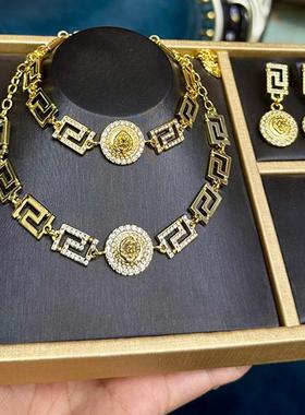 OUMEILA复古狮子金币项圈颈链