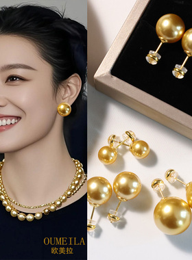 金色圆珠耳钉气质时尚百搭优雅