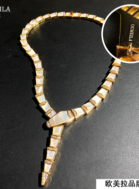 百搭爆款白蛇骨大项链时尚气质小众个性欧美金色法式项链