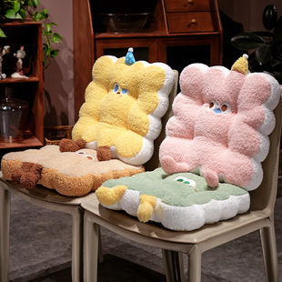 可爱多巴胺派对毛绒椅垫坐垫加厚办公室学生久坐屁股垫子靠背垫子