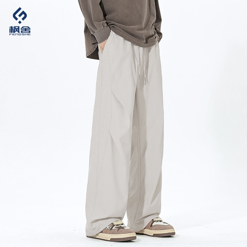 男装 2026秋季新款休闲宽松时尚仿棉面料男裤子美式阔腿长裤