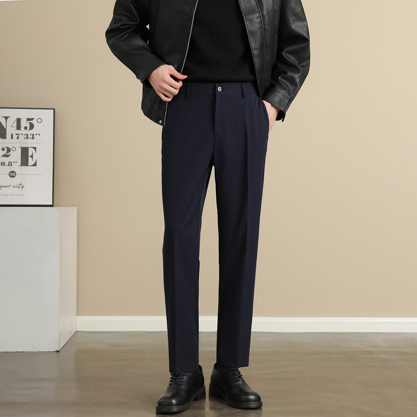 Blaze/免烫男士修身西裤商务正装休闲小脚磨毛加厚西装裤