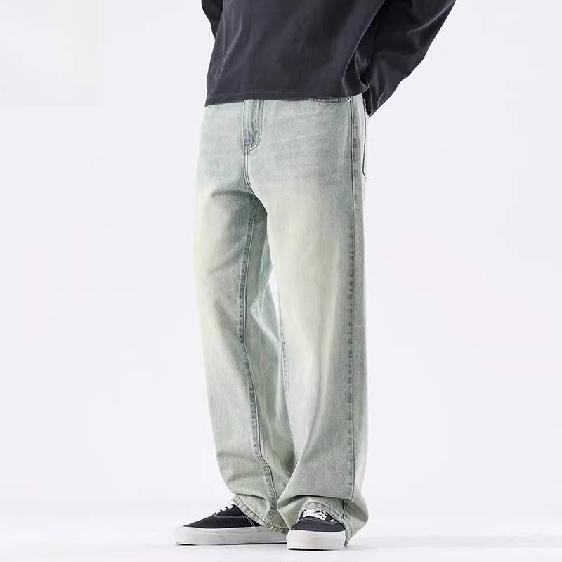 男装 /2026春夏新款美式高街浅色系水洗宽松直筒牛仔裤长裤