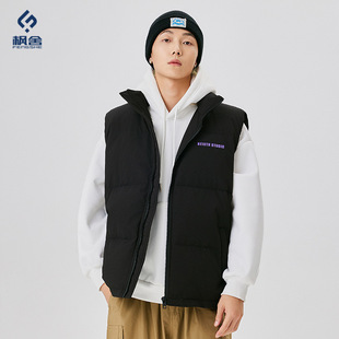 男装 /秋冬新款羽绒服马甲90绒潮牌白鸭绒加厚男女款翻领外套