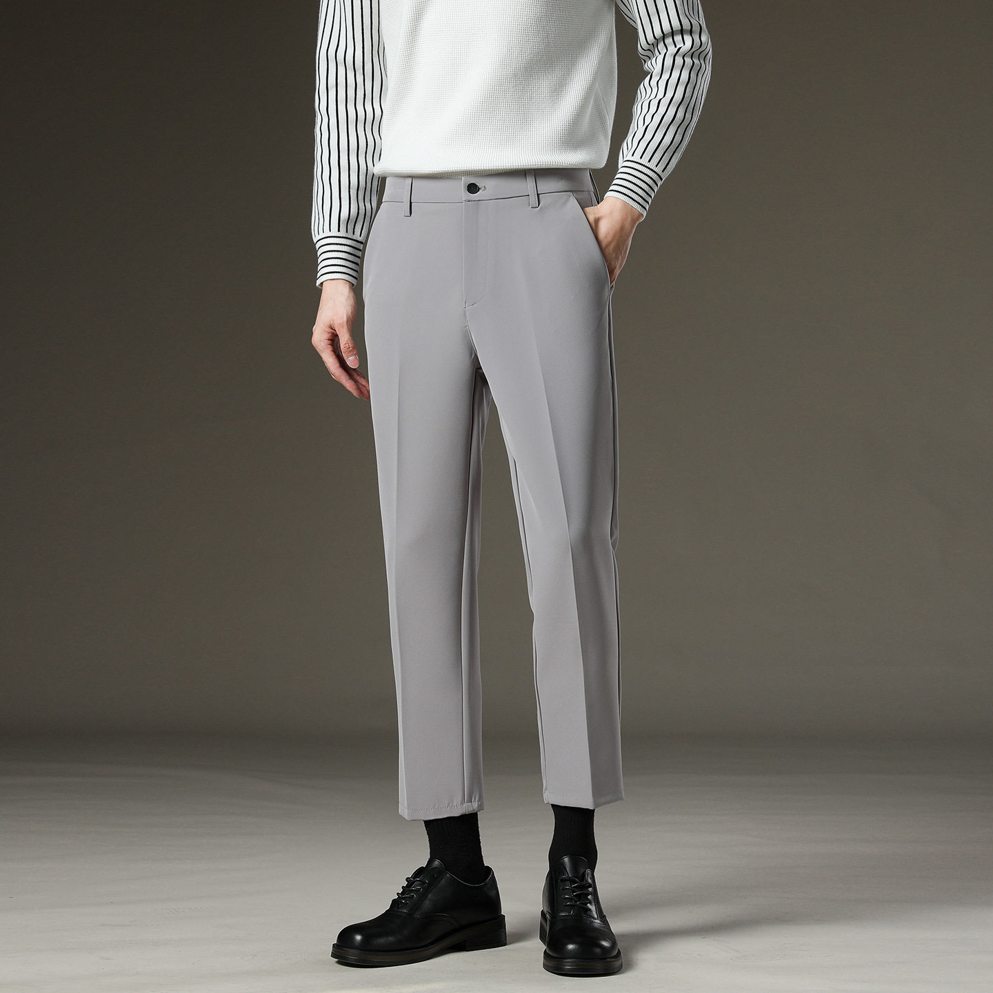 Blaze/秋冬男士直筒宽松修身西装裤厚款商务长裤