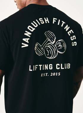 VQ新款美式运动健身短袖t恤男跑步休闲棉质宽松大码撸铁训练衣服