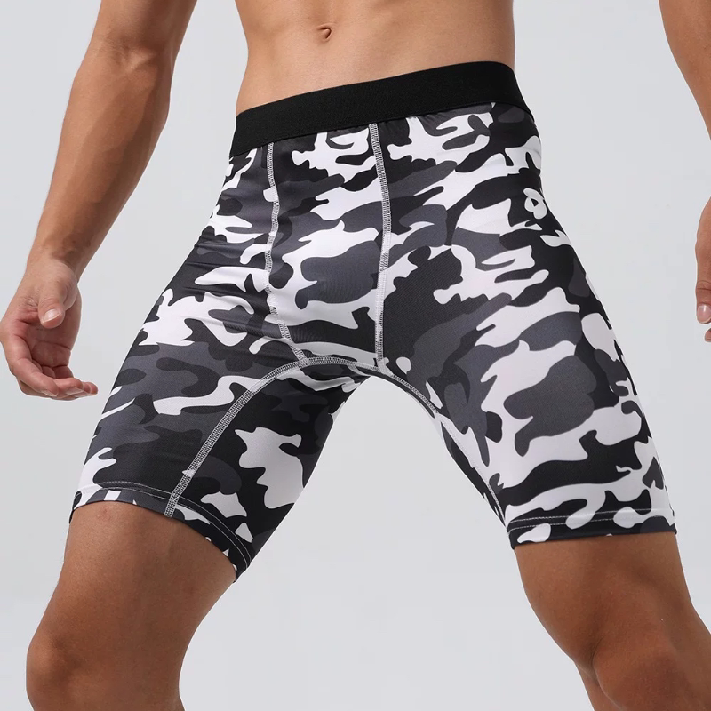 美式健身紧身短裤男速干牛奶丝紧身三分裤透气提臀跑步高弹训练裤