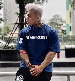 奥赛宽松潮牌男运动短袖T恤男夏季棉质半分袖健身房跑步训练衣服