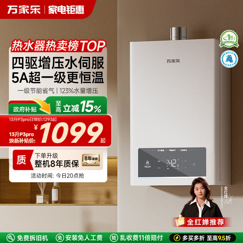 政府补贴万家乐安睡洗燃气热水器家用天然气13升16升恒温静音TS6
