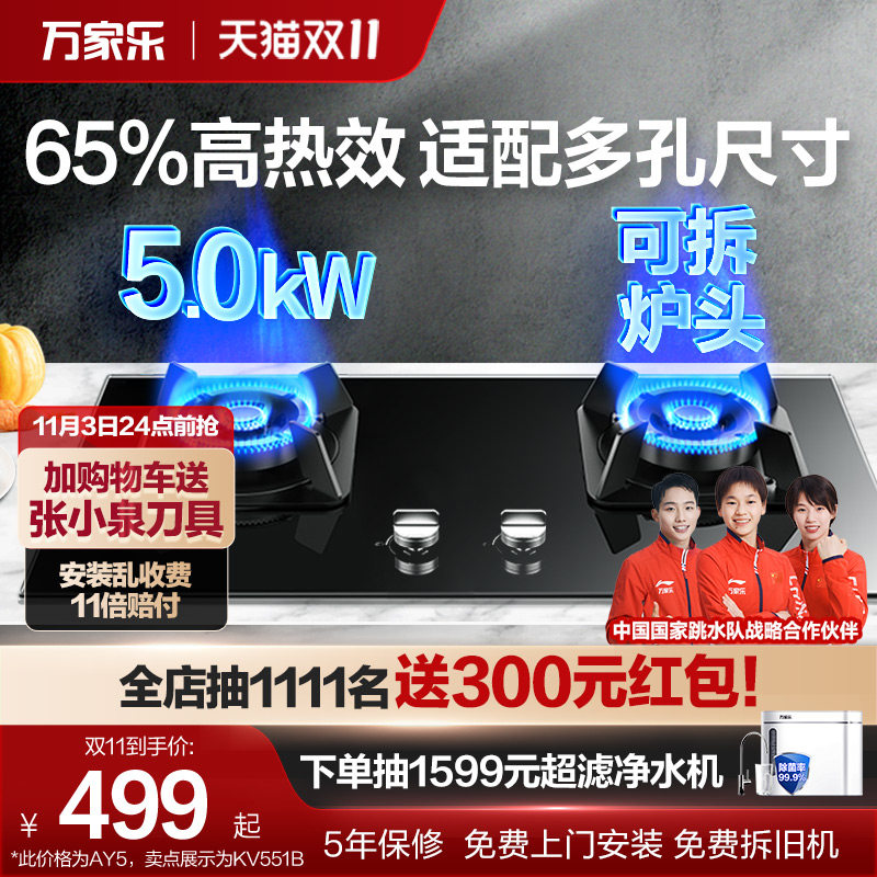 万家乐AY5/KV551B燃气灶家用厨房灶具天然气液化气煤气炉灶双灶属于什么档次？