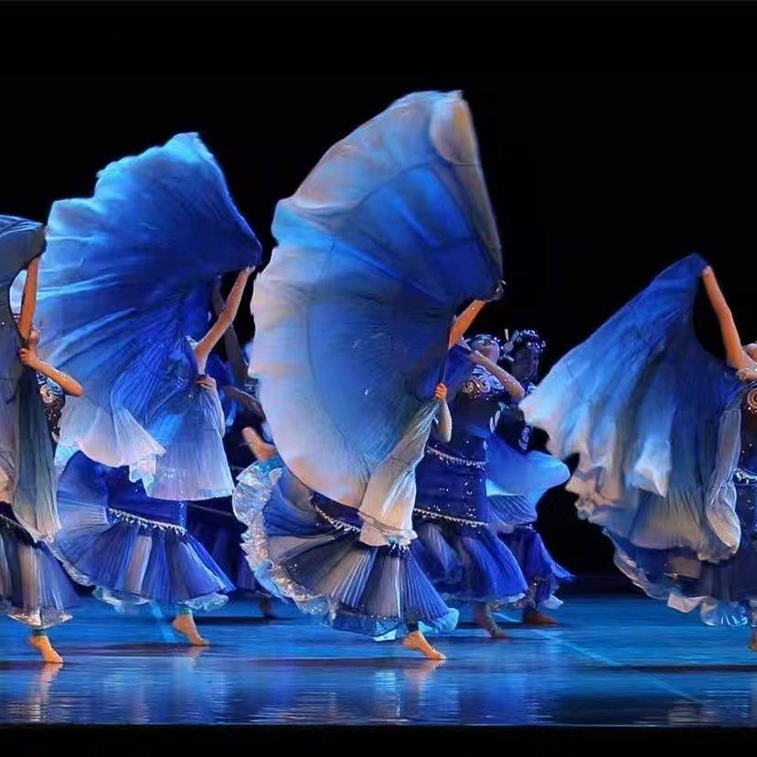 云水伊人舞蹈服装彝族舞剧目少数民族大摆裙群舞儿童艺考演出服饰