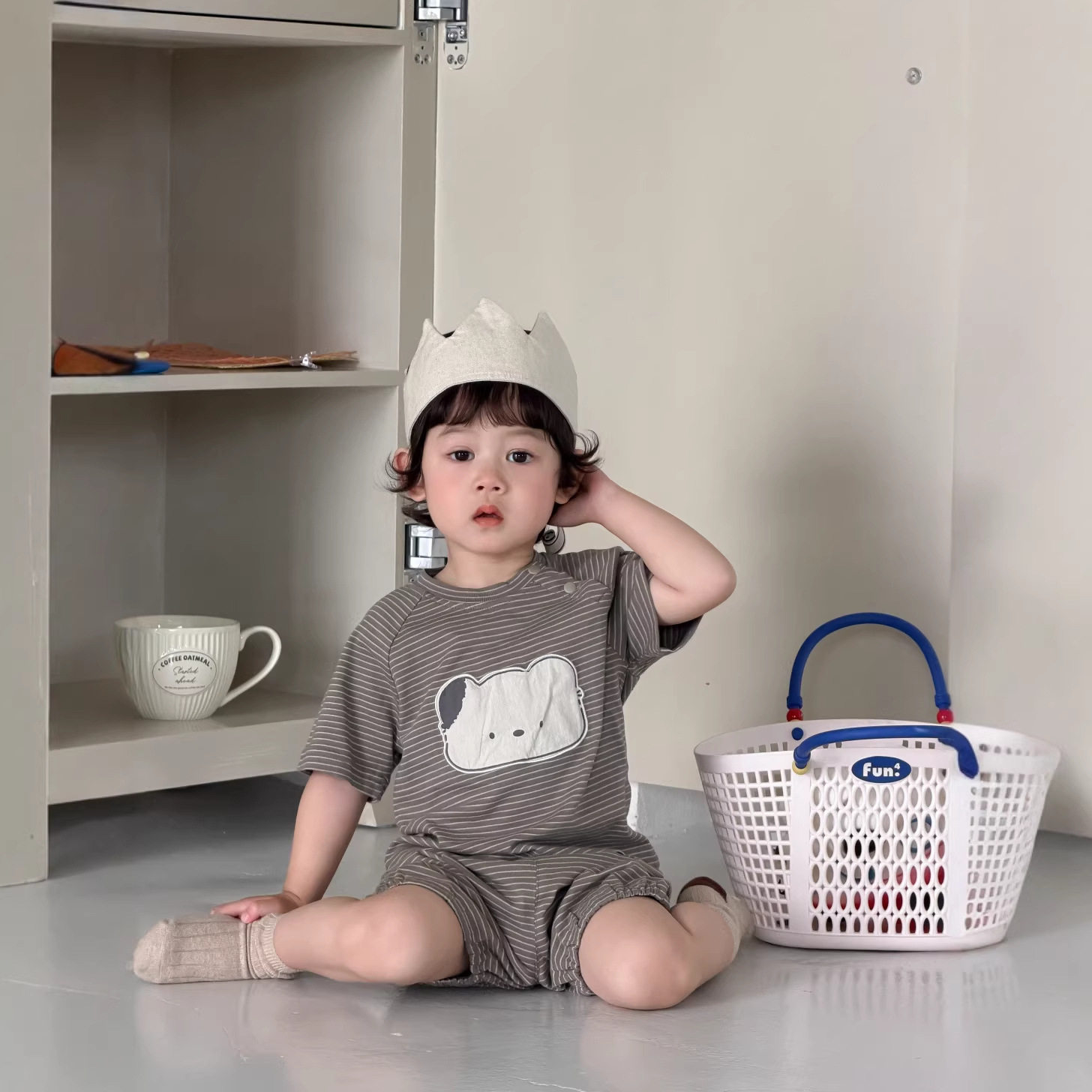 儿童服装夏款韩版童装夏装2026夏季新款宝宝衣服男童条纹短袖套装