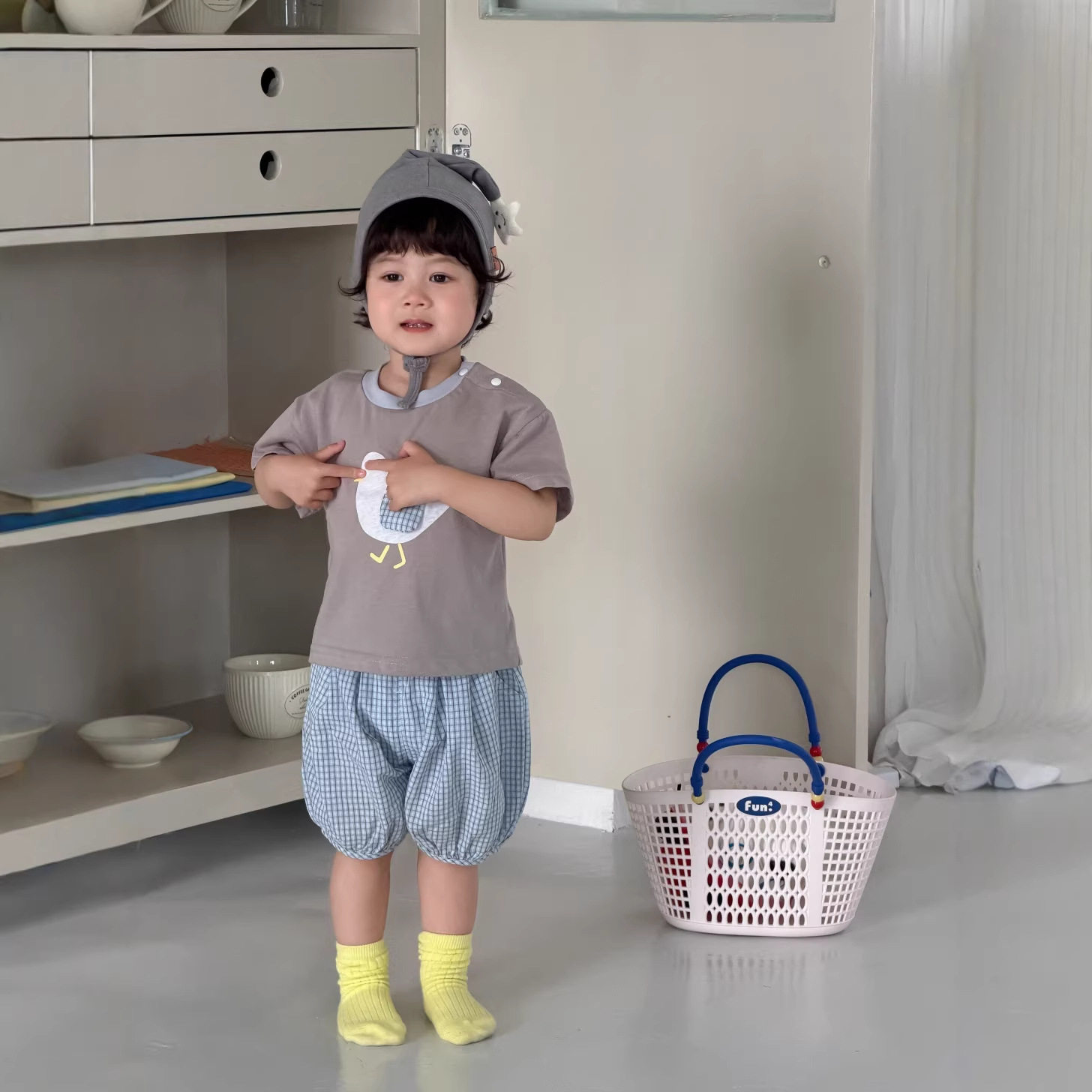 儿童夏季短袖T恤衫格子短裤薄款韩版童装小宝宝衣服夏款男童套装