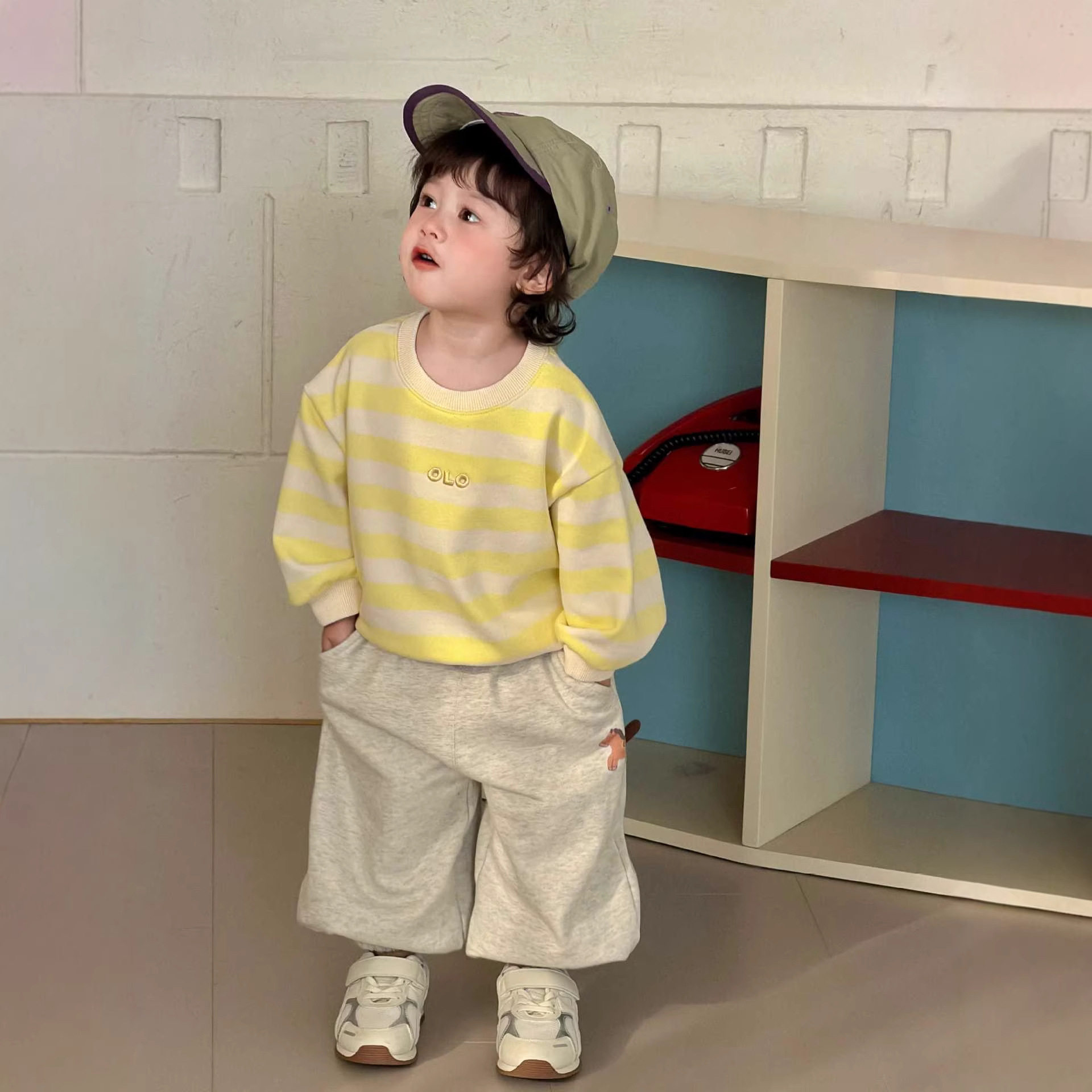 宝宝春装2026新款童装儿童套装春季衣服男童条纹卫衣卫裤两件套