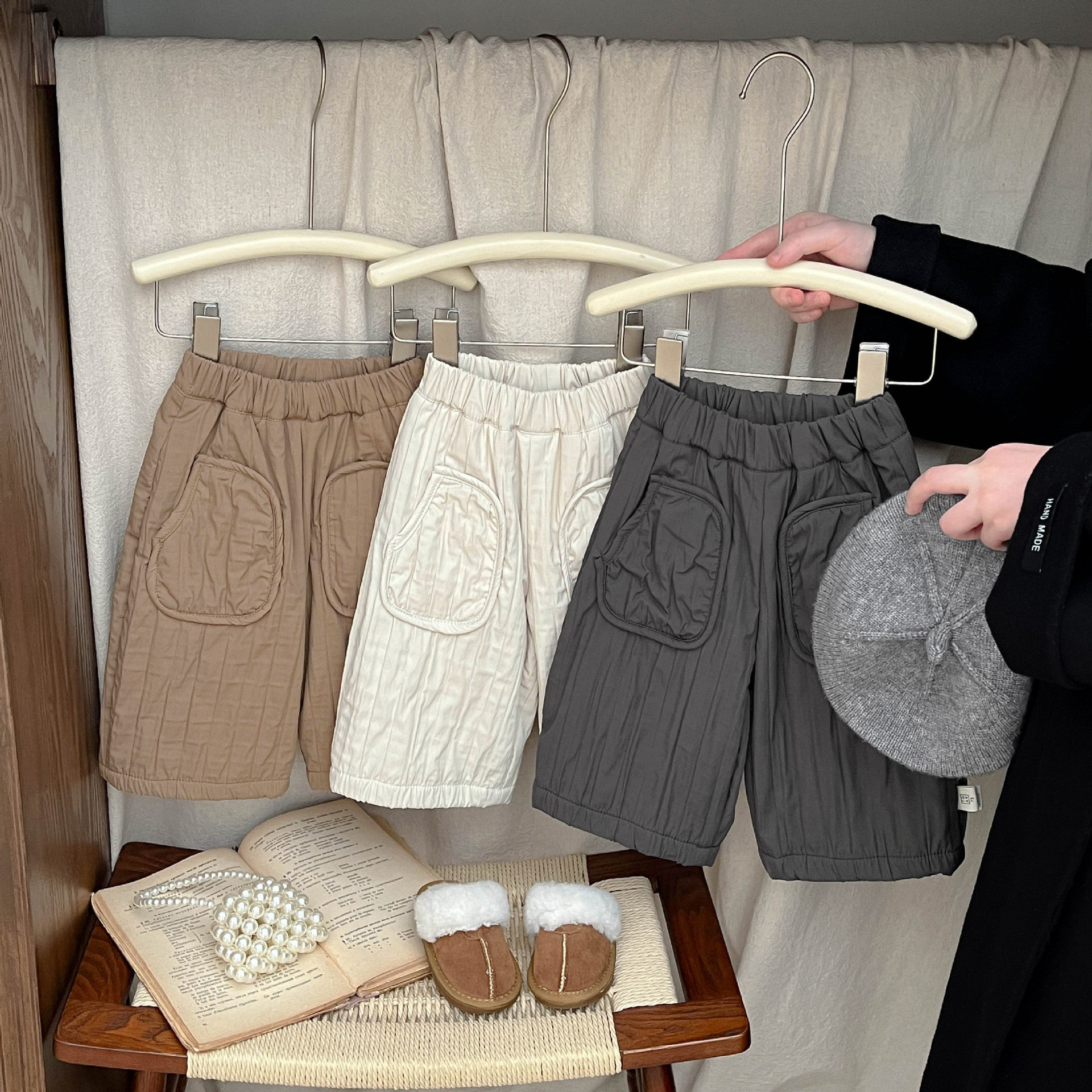 韩国童装棉裤冬季新款婴儿夹棉加厚休闲直筒裤男女宝宝加绒阔腿裤