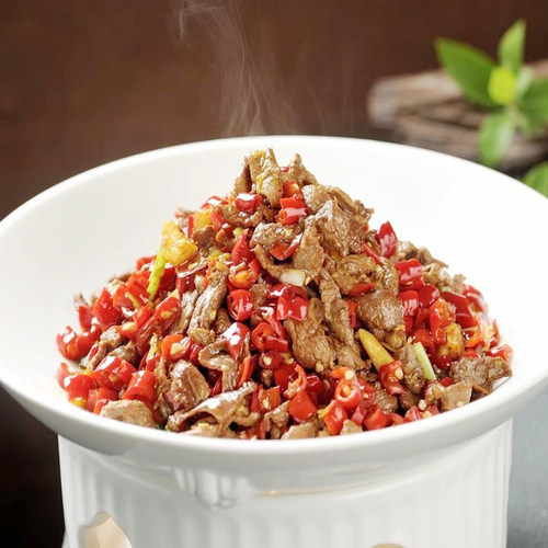 小炒黄牛肉10包*1000克/包牛肉片腌制免切片酒店半成品方便食材