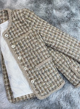 浓郁高雅~新国标90白鸭绒！！羽绒内胆粗花呢小香外套   A72015