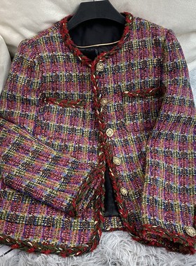 Kalman 【浓郁高雅红】复古气质~~粗花呢小香外套编织A71829