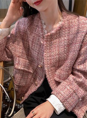 Kalman | 粉嫩显白有气质款小香风编织面料名媛风外套A52723