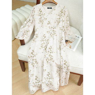 Kalman | 高端真丝V领女碎花裙子中长裙端庄文雅