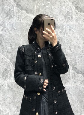 Kalman  【黑爵士】早秋小香中长款外套~~双面重工编织S5120