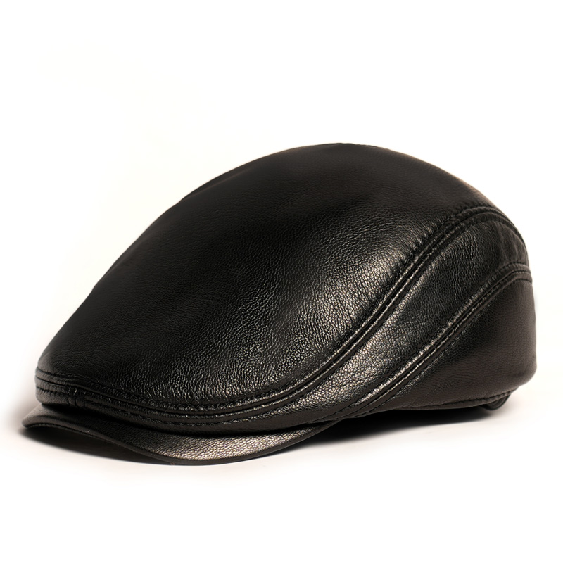 真皮帽子男女百搭休闲羊皮刺绣棒球帽韩版潮流新款个性反绒鸭舌帽