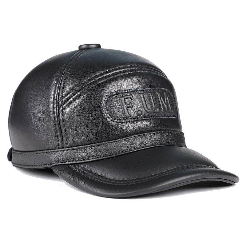 冬季皮毛一体棒球帽男士牛皮羊毛护耳真皮帽子中老年加厚保暖羊皮